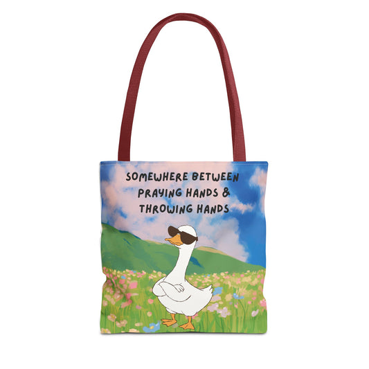 Tote Bag – Somewhere between praying hands and throwing hands