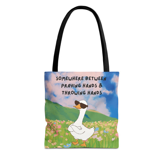 Tote Bag – Somewhere between praying hands and throwing hands